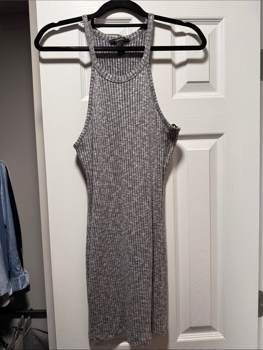 Forever 21 Heather Gray Ribbed Tank Midi Dress
